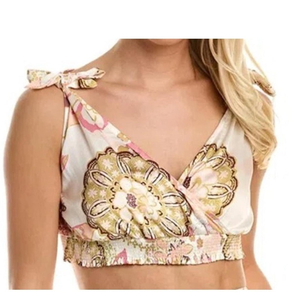 NWT Area Stars Jaime Crop Top Multi Floral Earthy Paisley Boho Large